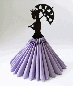 Umbrella Lady Wooden Paper Napkin Holder For Laser Cut Free CDR Vectors Art