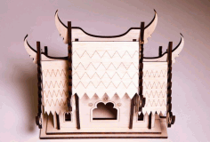 Chinese Pagoda House For Laser Cut Free CDR Vectors Art