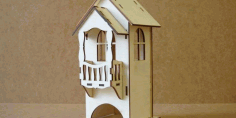 Design Tea House With Balcony For Laser Cut Free DXF File