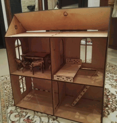 Wooden Doll House Kit For Laser Cut Free CDR Vectors Art