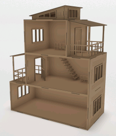 Wooden Modern Dollhouse 3mm For Laser Cut Free CDR Vectors Art