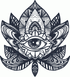 Eye Lotus Tattoo For Laser Cut Free CDR Vectors Art