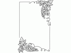 Grape Patterned Photo Frame For Laser Cut Free DXF File
