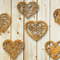 Heart Shaped Pattern For Laser Cut Free DXF File