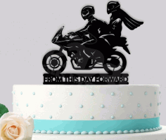 Motorcycle Biker Wedding Cake Topper For Laser Cut Free CDR Vectors Art
