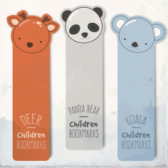 Bookmarks Deer Panda Koala For Laser Cut Free CDR Vectors Art