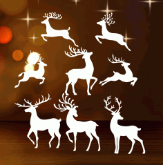 Reindeer Window Stickers For Laser Cut Free CDR Vectors Art