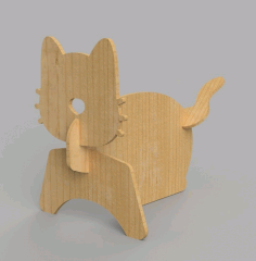 Wooden Cat Decor For Laser Cut Free DXF File