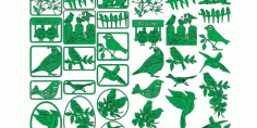 2d Pack Birds Show Decor For Laser Cut Free DXF File