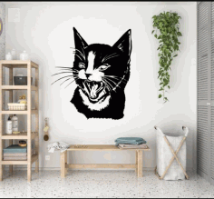 Black Cat Wall Decorand Free DXF File