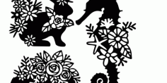 Floral Animals Decor For Laser Cut Free DXF File