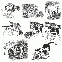 Dogs Collection For Laser Cut Free CDR Vectors Art