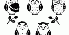 Owls Silhouettes For Laser Cut Free CDR Vectors Art