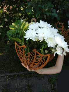 Wooden Decorative Flower Basket For Laser Cut Free CDR Vectors Art
