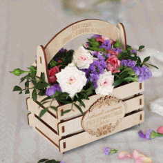 Wooden Flowers Basket For Laser Cut Free CDR Vectors Art