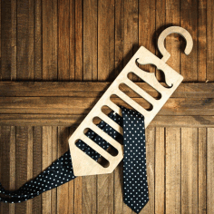 Wooden Moustache Tie Hanger For Laser Cut Free CDR Vectors Art