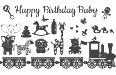 Engrave Baby Birthday Decorations For Laser Cut Free CDR Vectors Art