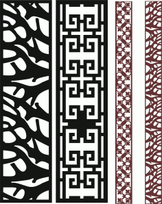 Room Divider Seamless Floral Screen Set Free DXF File
