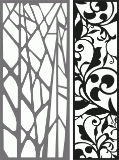 Living Room Screen Floral Seamless Design Free DXF File