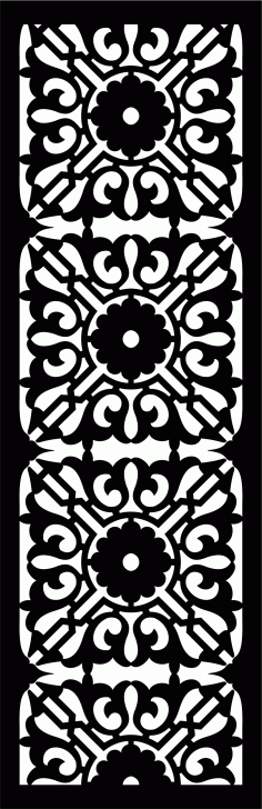 Living Room Seamless Floral Screen Art Free DXF File