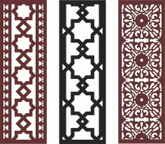 Living Room Seamless Floral Screen Set Free DXF File