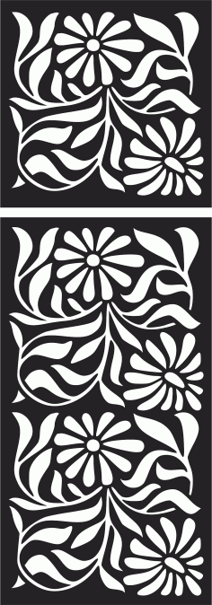 Room Divider Flower Seamless Floral Screen Panel Free DXF File