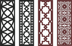 Room Separator Seamless Floral Screen Set Free DXF File