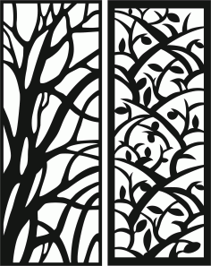 Tree Branches Living Room Screen Patterns Set Free DXF File