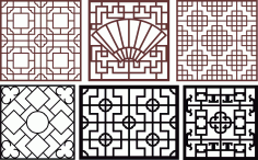 Window Seamless Floral Screens Collection Free DXF File