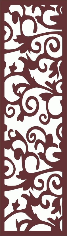 Laser Cut Room Divider Seamless Floral Screen Free DXF File