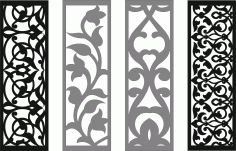 Laser Cut Decor Seamless Floral Screen Panels Set Free CDR Vectors Art
