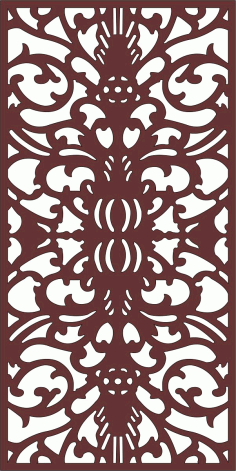 Laser Cut Drawing Room Screen Floral Seamless Design Free DXF File