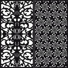 Laser Cut Drawing Room Screens Floral Seamless Set Free DXF File