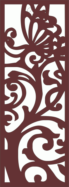 Laser Cut Living Room Screen Floral Seamless Design Free DXF File