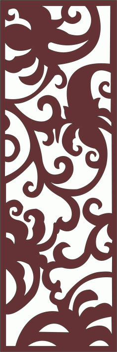 Laser Cut Living Room Screen Floral Seamless Panel Free DXF File