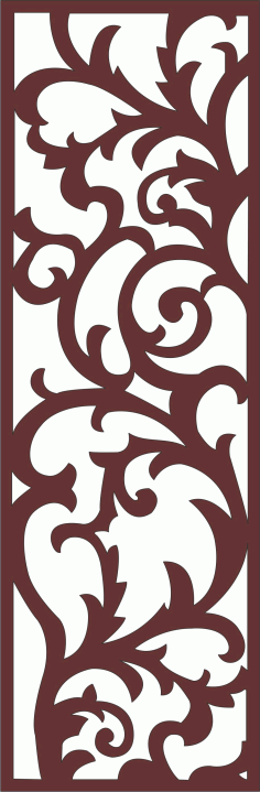 Laser Cut Living Room Screen Floral Seamless Free DXF File