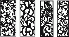 Laser Cut Room Screen Floral Seamless Patterns Collection Free DXF File