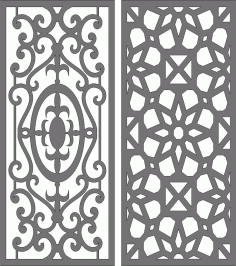 Laser Cut Window Partition Seamless Floral Screen Panels Set Free DXF File