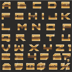 A Scandalous English Alphabet In Form Of Gold Bullion Free CDR Vectors Art