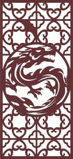 Laser Cut Dragon Privacy Partition Indoor Panels Screen Room Divider Free DXF File