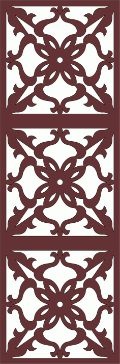 Laser Cut Drawing Room Grill Floral Seamless Pattern Free DXF File