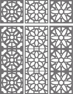 Laser Cut Drawing Rooms Grill Floral Seamless Free DXF File