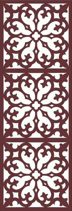 Laser Cut Living Room Seamless Floral Grill Design Free DXF File