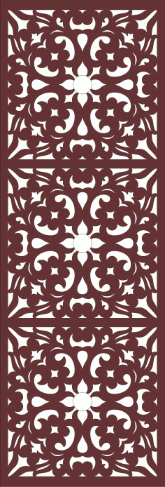 Laser Cut Room Divider Seamless Floral Grill Panel Free DXF File