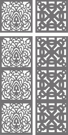 Laser Cut Room Grill Separator Seamless Patterns Set Free DXF File