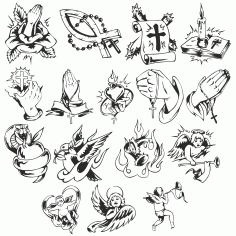 Collection Of Vector Templates For Religious Tattoos Free CDR Vectors Art