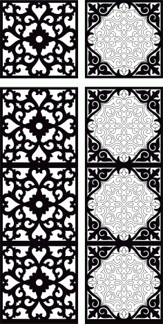 Laser Cut Separator Seamless Floral Grill Designs Set Free DXF File