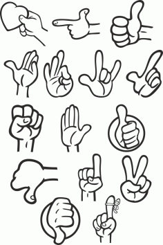 Different Gestures Of Hands Free CDR Vectors Art
