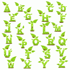 English Alphabet In The Form Of Plants Free CDR Vectors Art