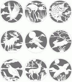 Laser Cut Animal And Birds Circular Design Patterns Free DXF File